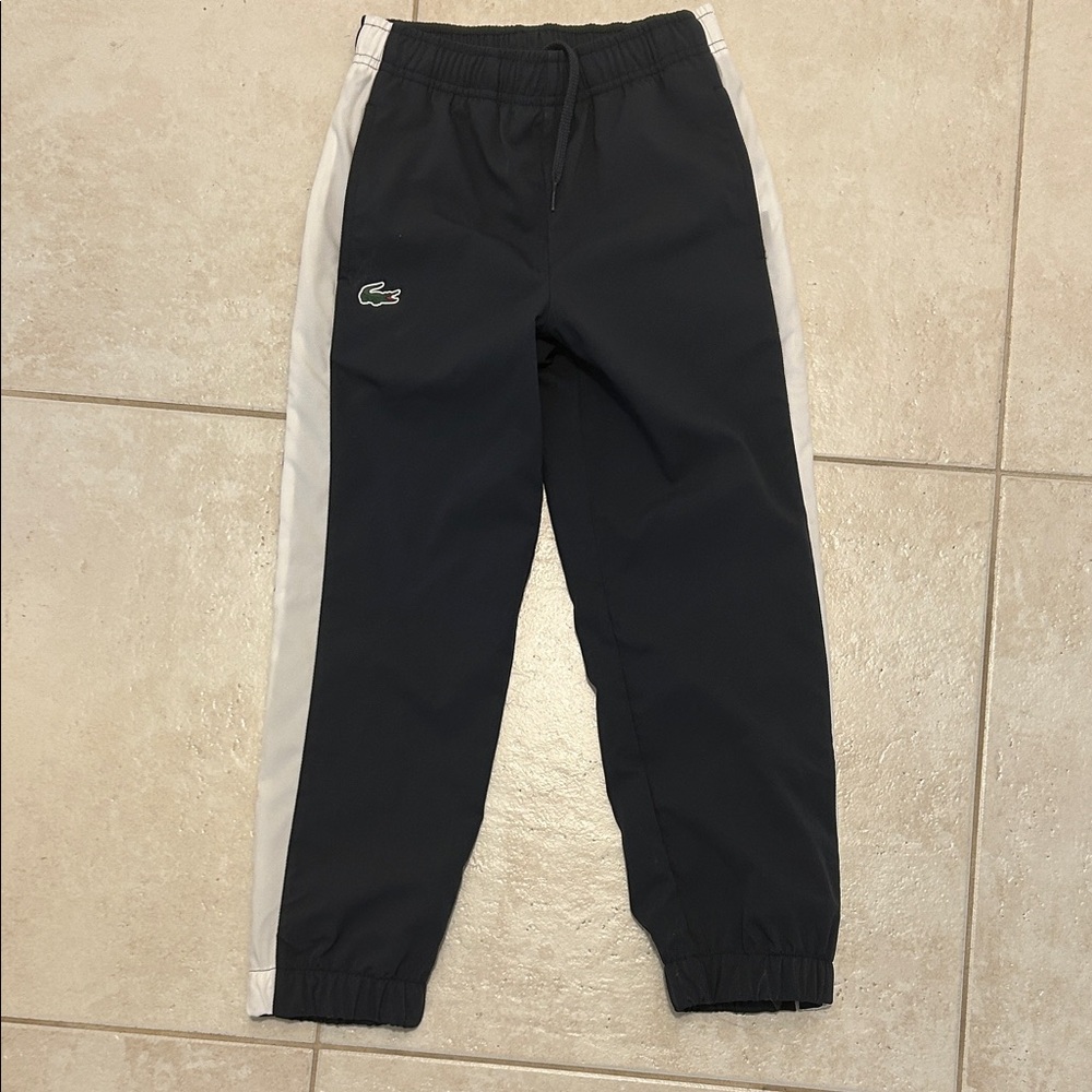 Lacoste Kids' Dark Gray Joggers with White Stripes